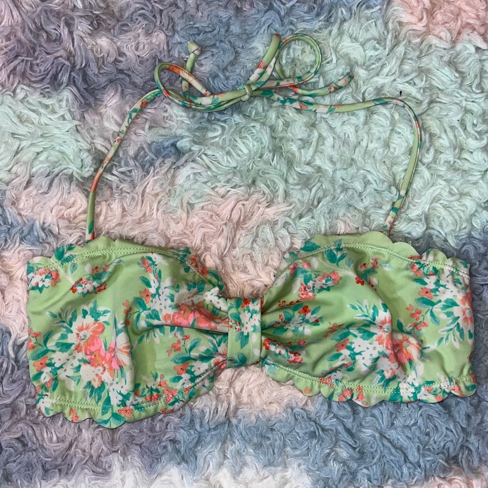 Mint Floral Bikini Top Size M